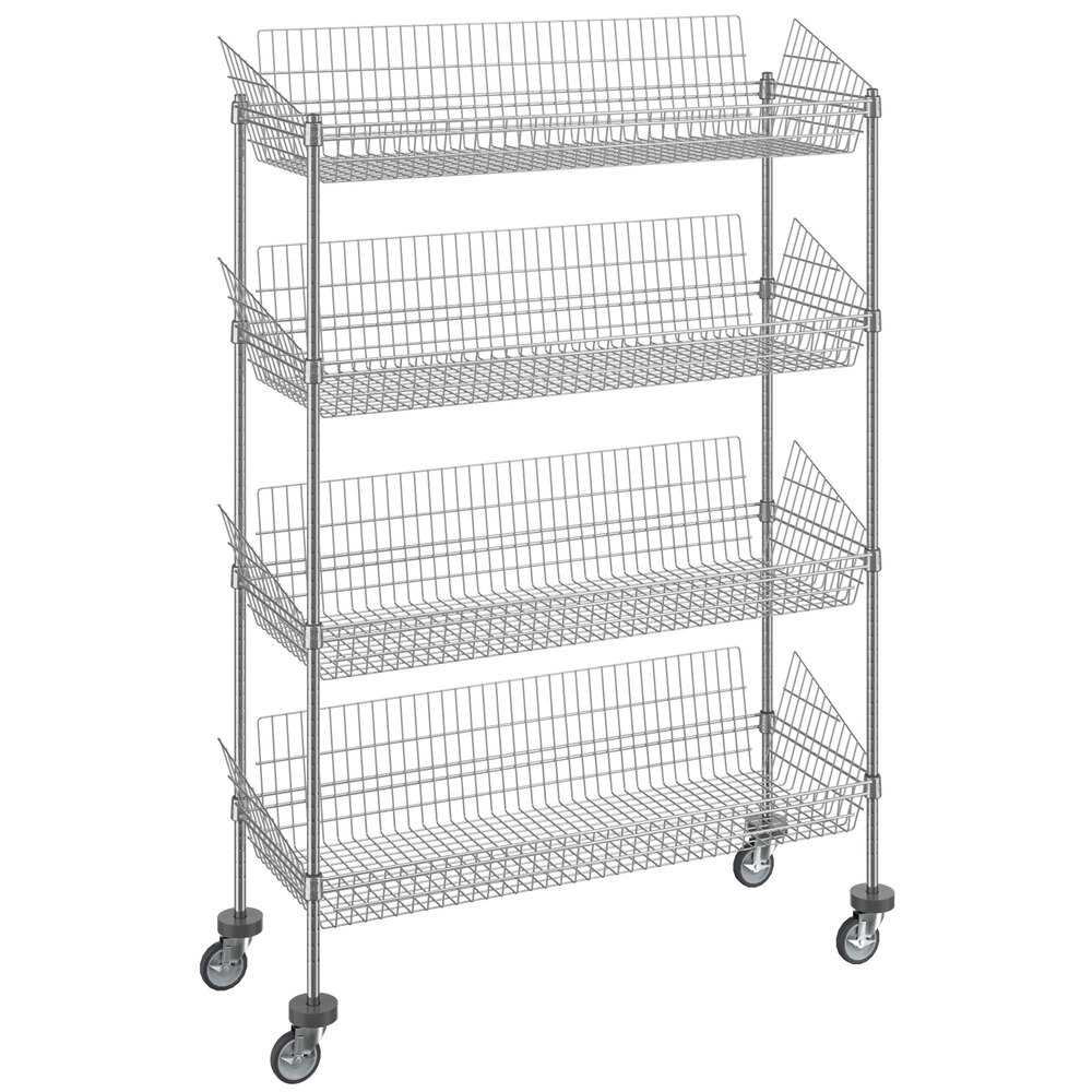 Regency 18 inch x 48 inch NSF Chrome 4 Post Basket Kit with 64 inch Posts and Casters