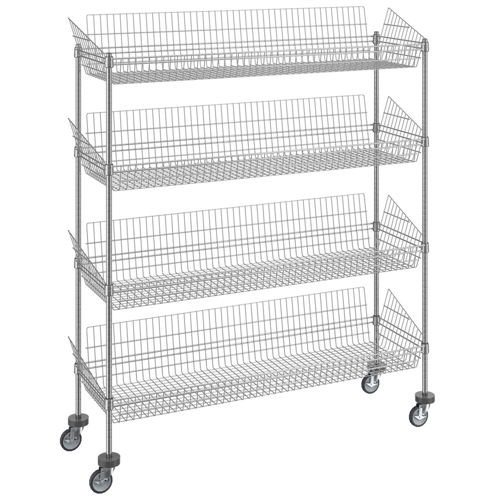 Regency 18 inch x 60 inch NSF Chrome 4 Post Basket Kit with 64 inch Posts and Casters