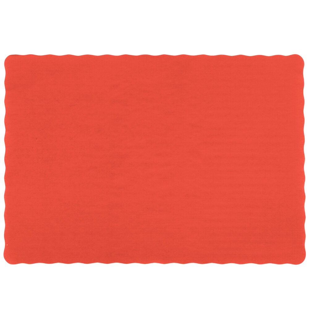 10" x 14" Red Colored Paper Placemat with Scalloped Edge 1000/Case