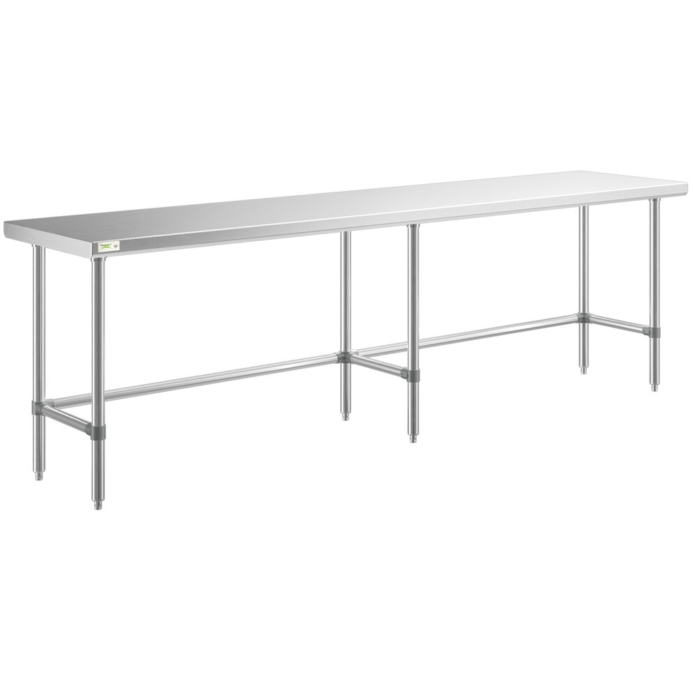Regency 24 inch x 108 inch 16-Gauge 304 Stainless Steel Commercial Open Base Work Table