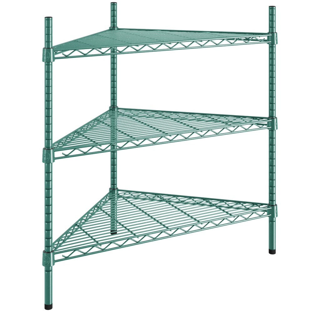 Regency 24 inch NSF Green Epoxy Triangle 3-Shelf Kit with 34 inch Posts