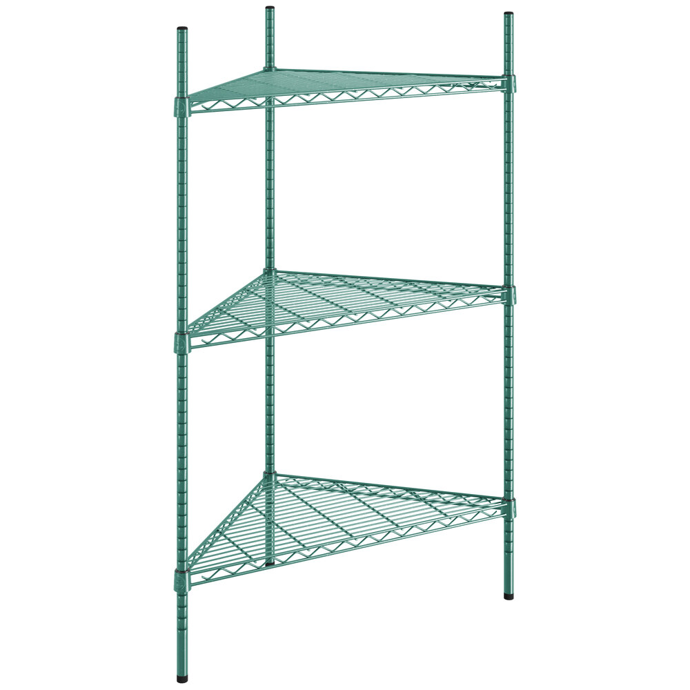 Regency 24 inch NSF Green Epoxy Triangle 3-Shelf Kit with 54 inch Posts