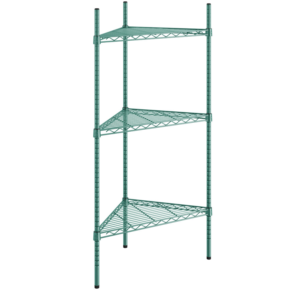 Regency 18 inch NSF Green Epoxy Triangle 3-Shelf Kit with 54 inch Posts