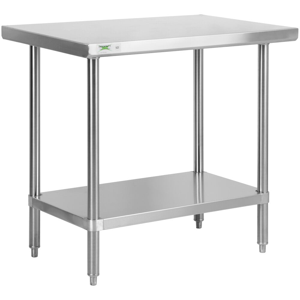 Regency 24 inch x 36 inch 16-Gauge 304 Stainless Steel Commercial Work Table with Undershelf