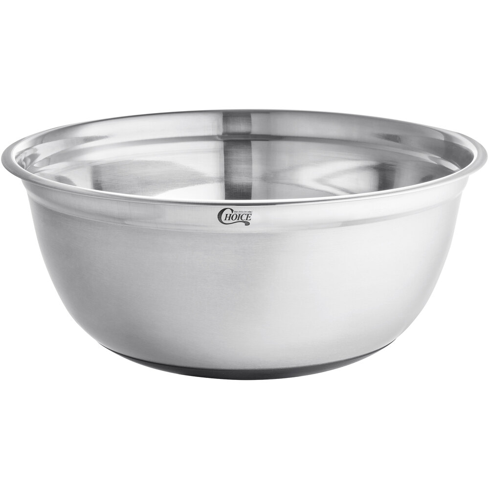 Choice 16 Qt. Stainless Steel Mixing Bowl with Silicone Bottom