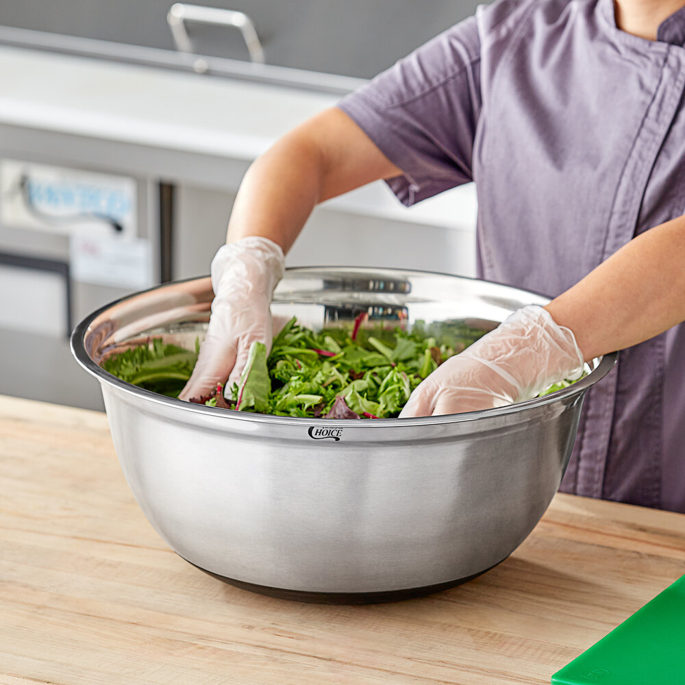 Choice 20 Qt. Stainless Steel Mixing Bowl with Silicone Bottom