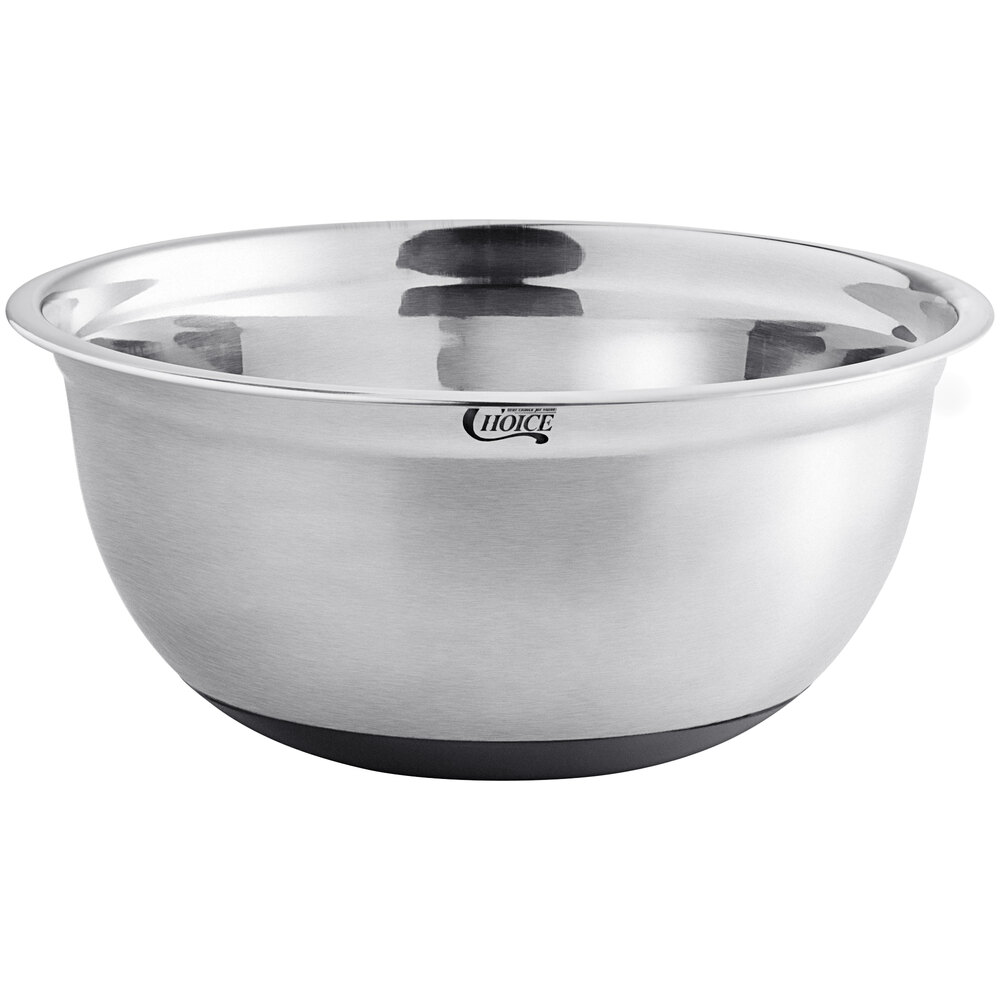 Choice 8 Qt. Stainless Steel Mixing Bowl with Silicone Bottom