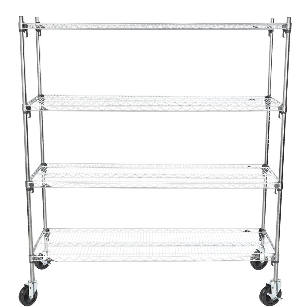 Metro A366EC Super Adjustable Chrome 4 Tier Mobile Shelving Unit with