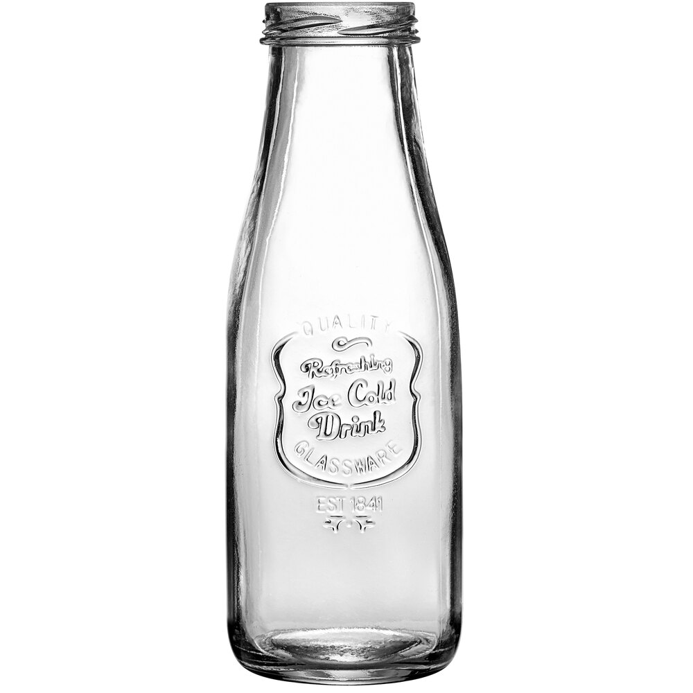 Acopa 6 oz. Glass Milk Bottle with Lid - 12/Case