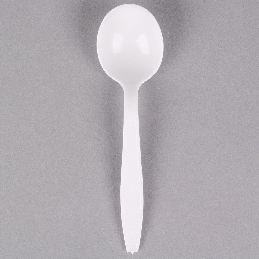 Plasticpro Disposable White Plastic Soup Spoons Heavyweight Utensils Pack of 222 Count 