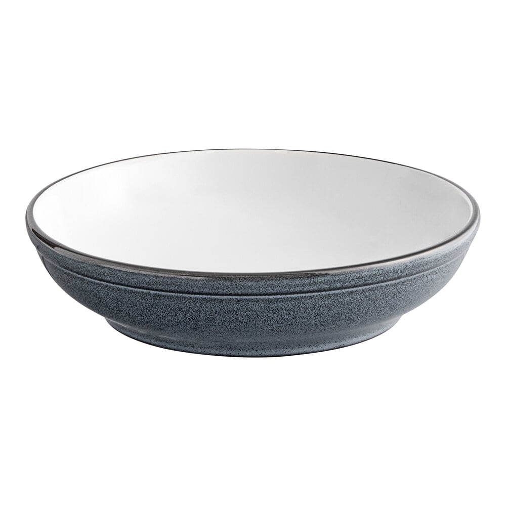 12 Acopa Embers 32 oz. Midnight Blue Matte Stoneware Pasta Bowl