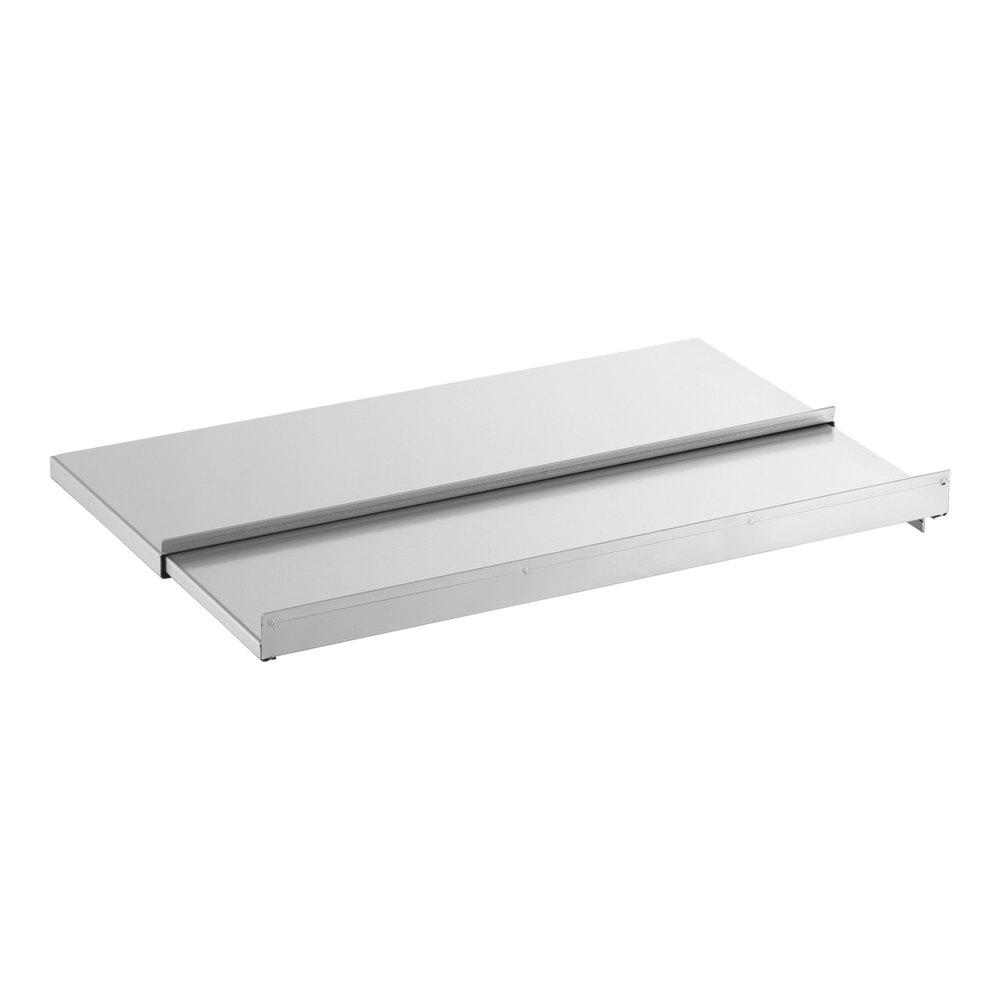 A rectangular, flat, stainless steel sliding lid with raised edges, designed to fit over a bin or container.