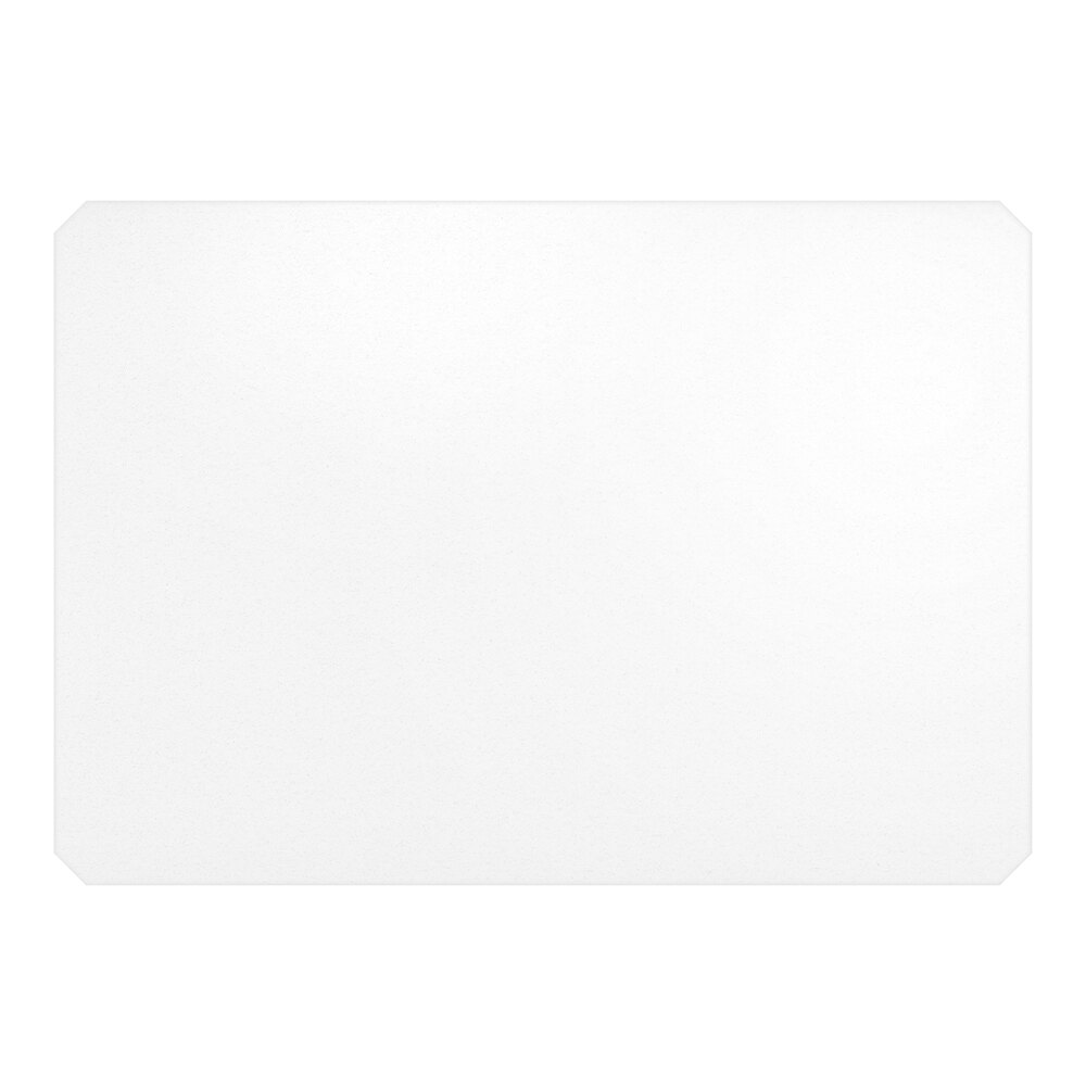 A clear PVC shelf liner with slightly rounded corners, measuring 21 by 30 inches.