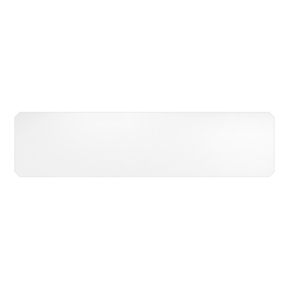 A clear PVC shelf liner measuring 12 inches by 48 inches with slightly rounded corners.