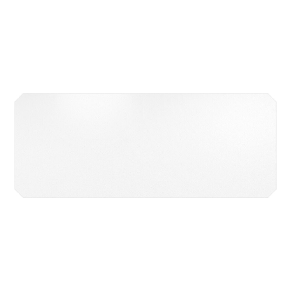 A clear rectangular PVC shelf liner with slightly clipped corners.