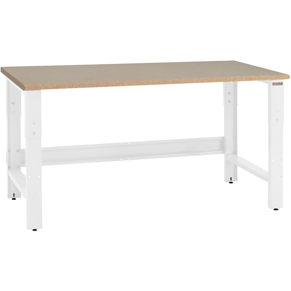 24 Depth x 72 Length Heavy Duty Steel With Formica White Laminate Top 30-36 Adjustable Height 1,200 lbs Capacity BenchPro Roosevelt Workbench