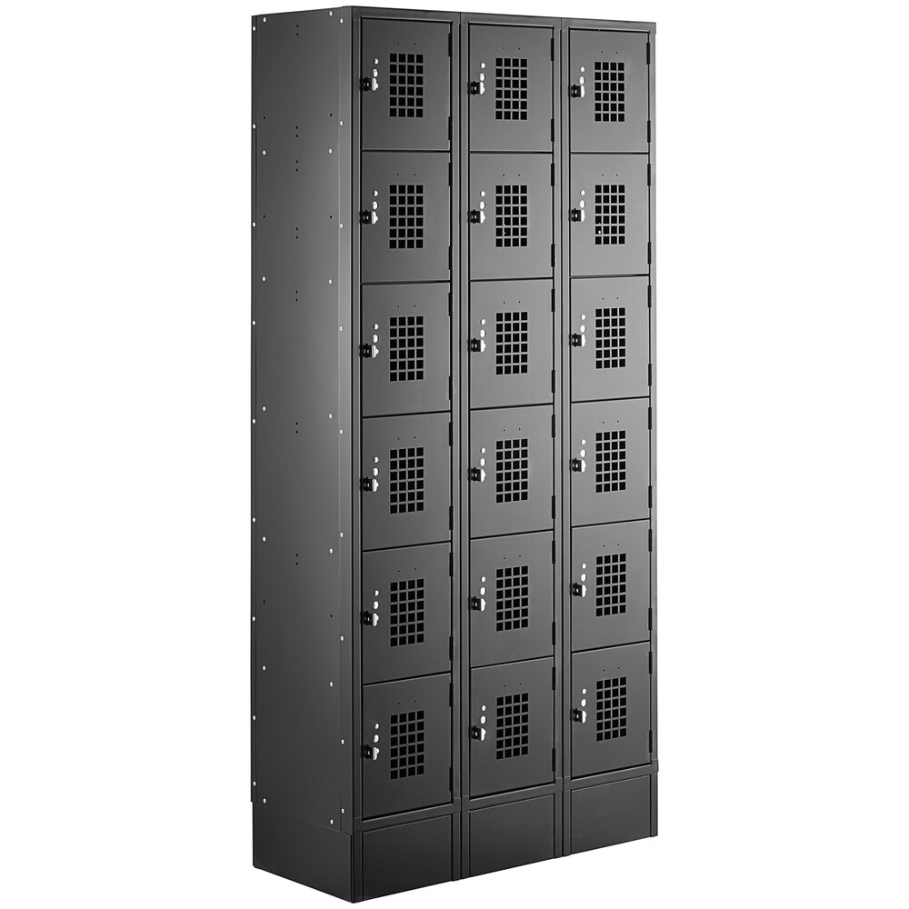 Regency Space Solutions Black 36 inch x 15 inch x 78 inch 3 Wide, 6 Tier Locker- Assembled