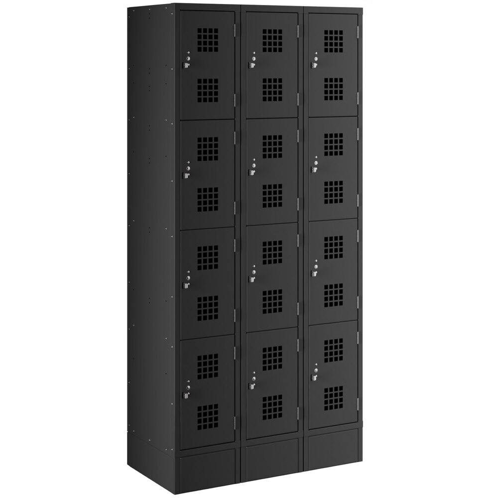 Regency Space Solutions Black 36 inch x 18 inch x 78 inch 3 Wide, 4 Tier Locker - Assembled