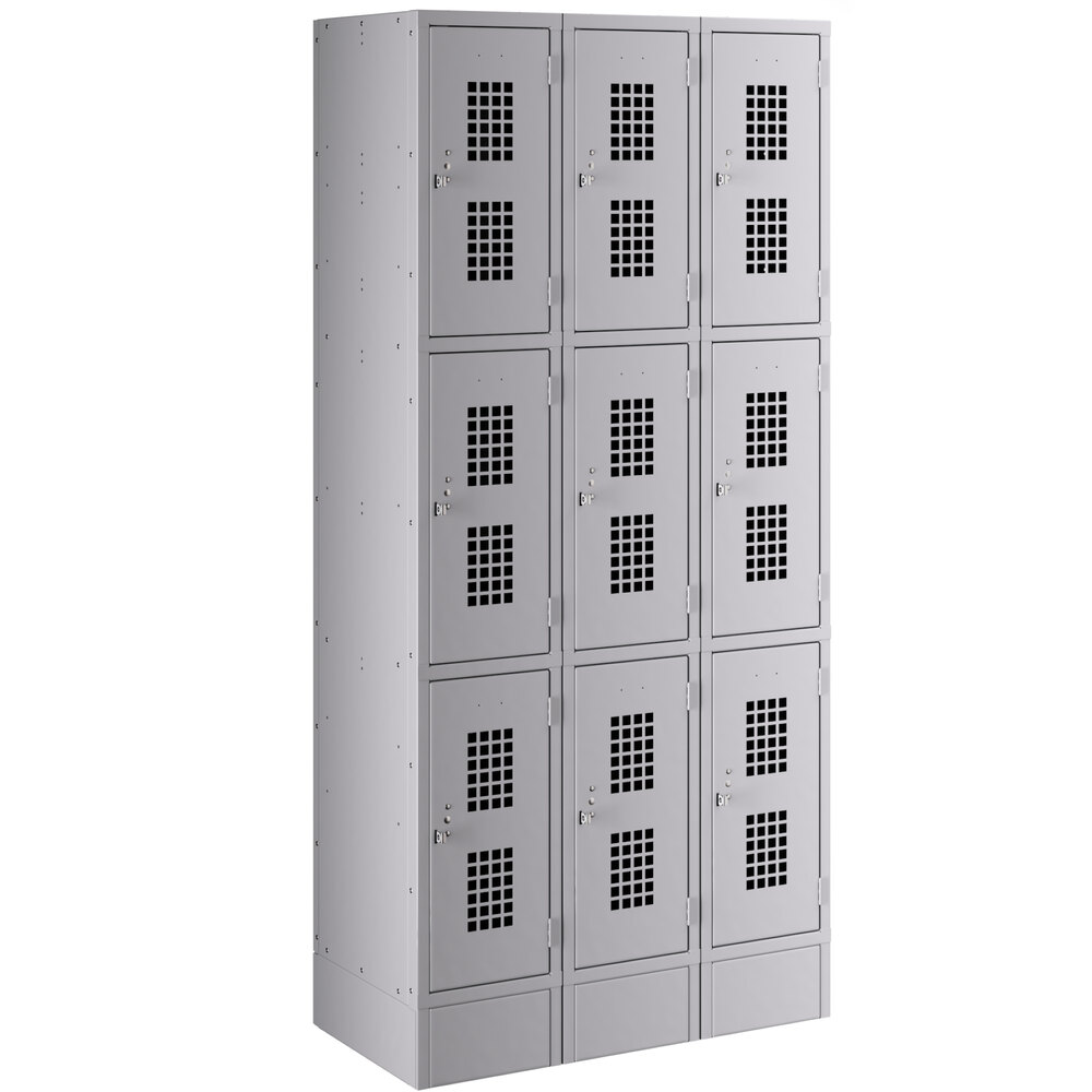 Regency Space Solutions Gray 36 inch x 18 inch x 78 inch 3 Wide, 3 Tier Locker - Assembled