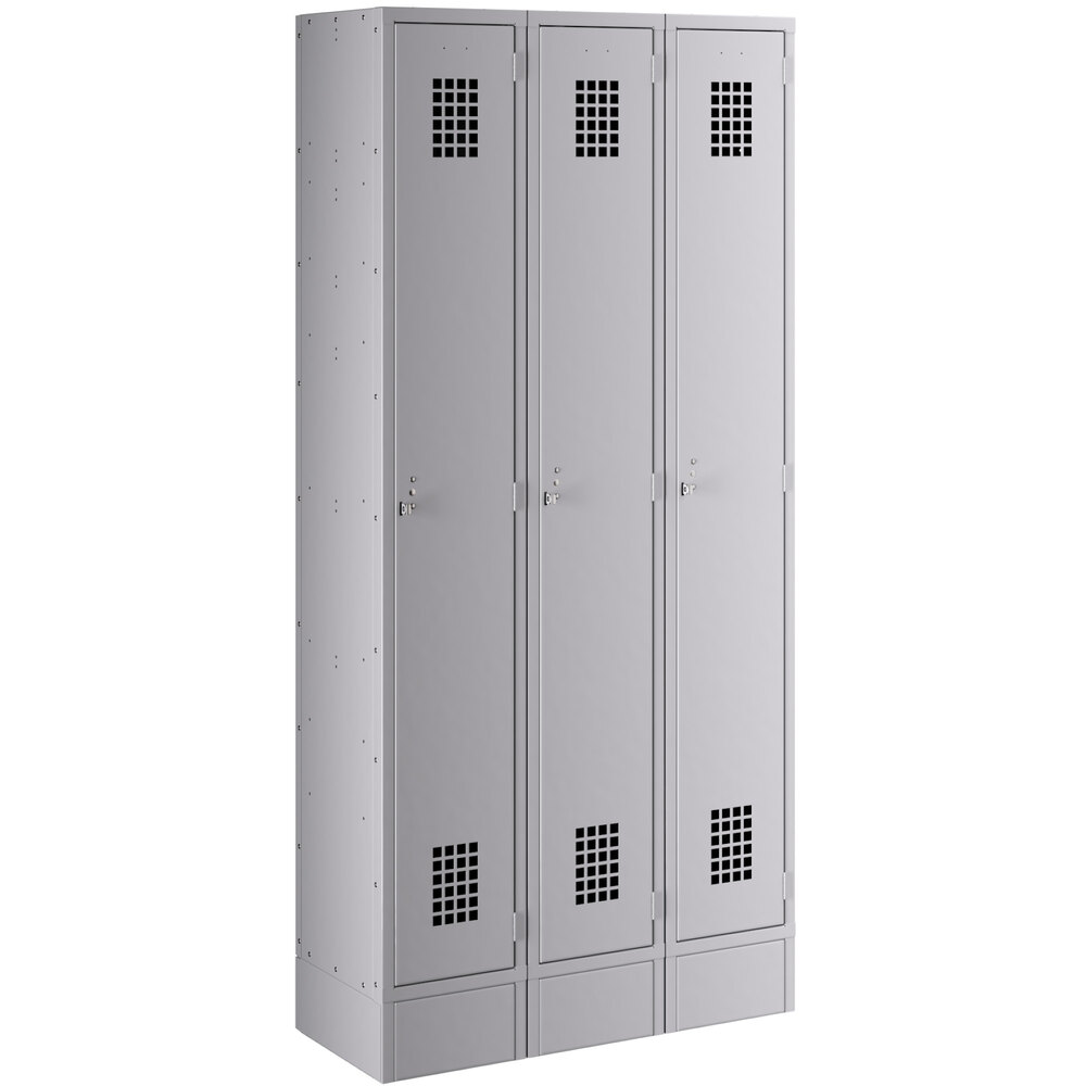 Regency Space Solutions Gray 36 inch x 15 inch x 78 inch 3 Wide, 1 Tier Locker - Assembled
