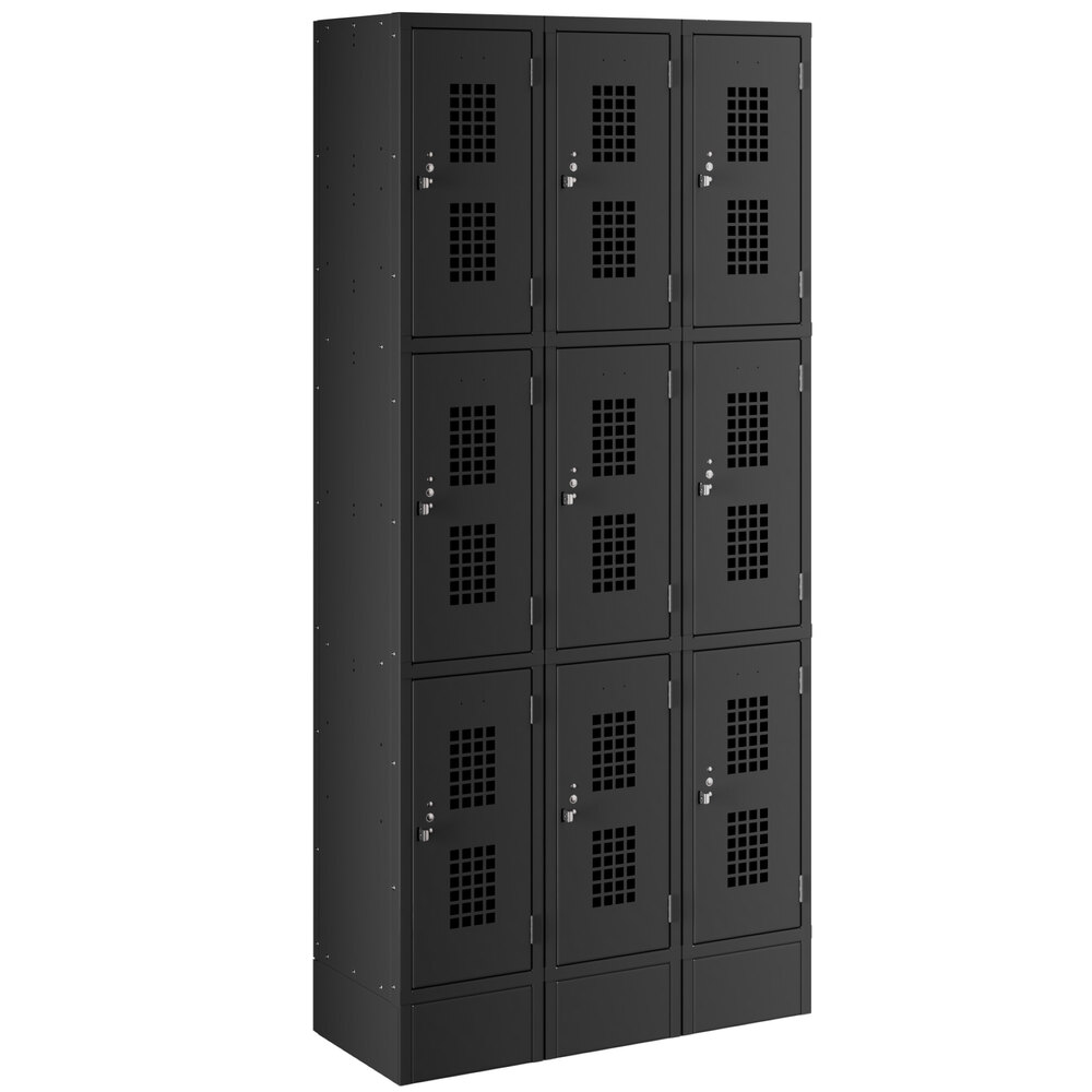 Regency Space Solutions Black 36 inch x 15 inch x 78 inch 3 Wide, 3 Tier Locker - Unassembled