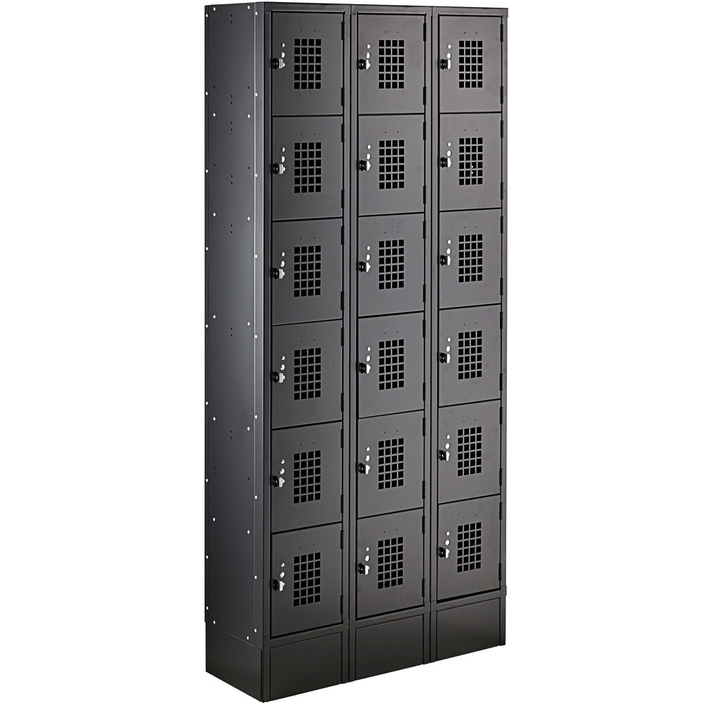 Regency Space Solutions Black 36 inch x 12 inch x 78 inch 3 Wide, 6 Tier Locker - Unassembled