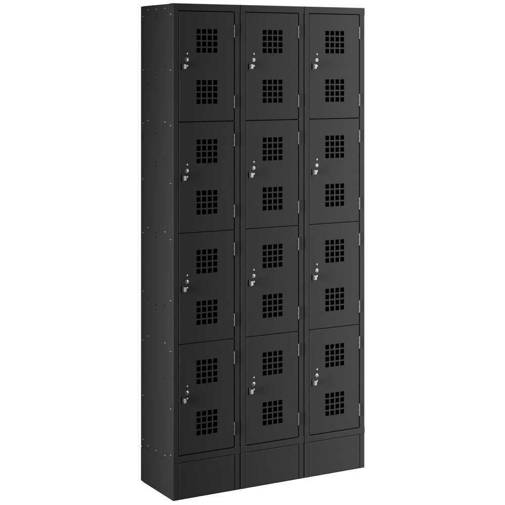 Regency Space Solutions Black 36 inch x 12 inch x 78 inch 3 Wide, 4 Tier Locker - Assembled