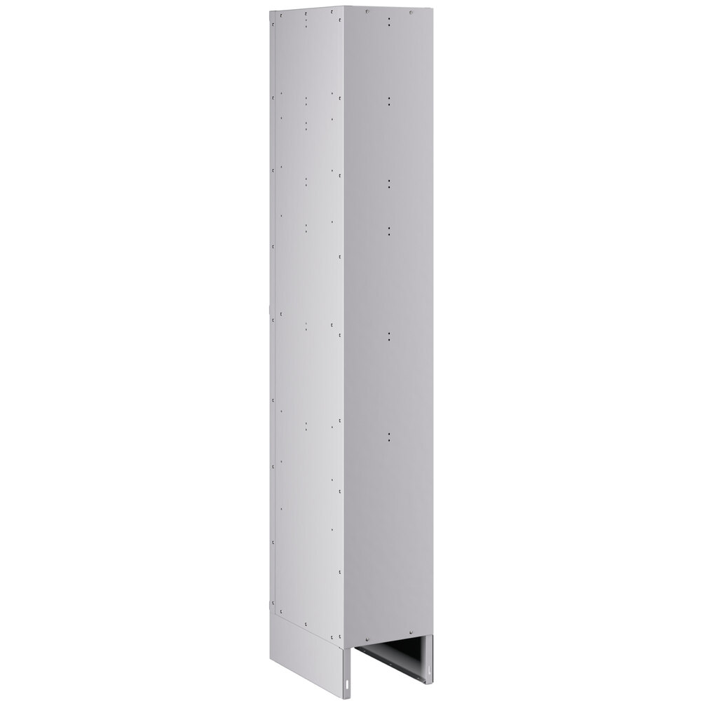 A white unassembled Regency 2 tier metal locker with a door and holes in the front.