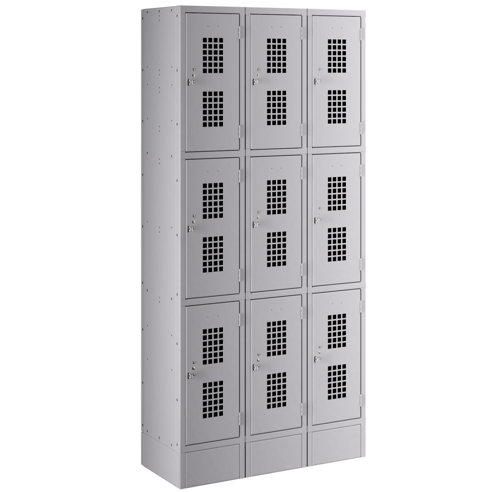 Regency Space Solutions Gray 36 inch x 15 inch x 78 inch 3 Wide, 3 Tier Locker - Assembled