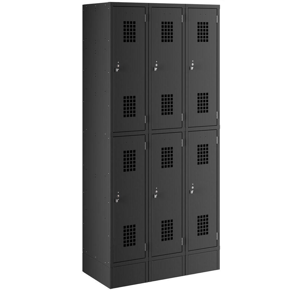 Regency Space Solutions Black 36 inch x 18 inch x 78 inch 3 Wide, 2 Tier Locker - Unassembled