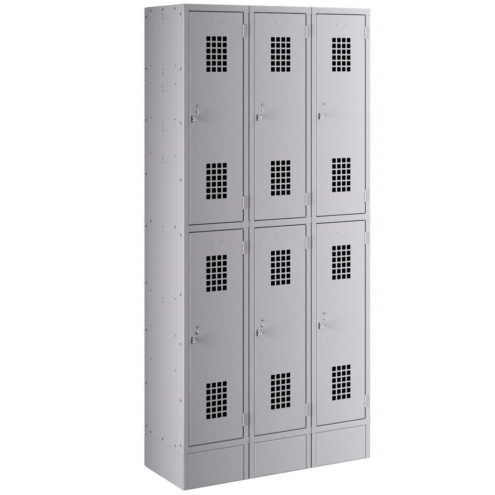 Regency Space Solutions Gray 36 inch x 15 inch x 78 inch 3 Wide, 2 Tier Locker - Assembled