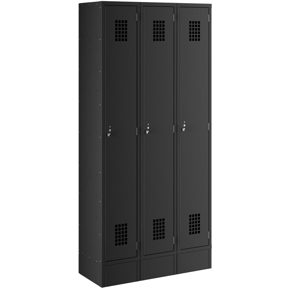 Regency Space Solutions Black 36 inch x 15 inch x 78 inch 3 Wide, 1 Tier Locker - Assembled