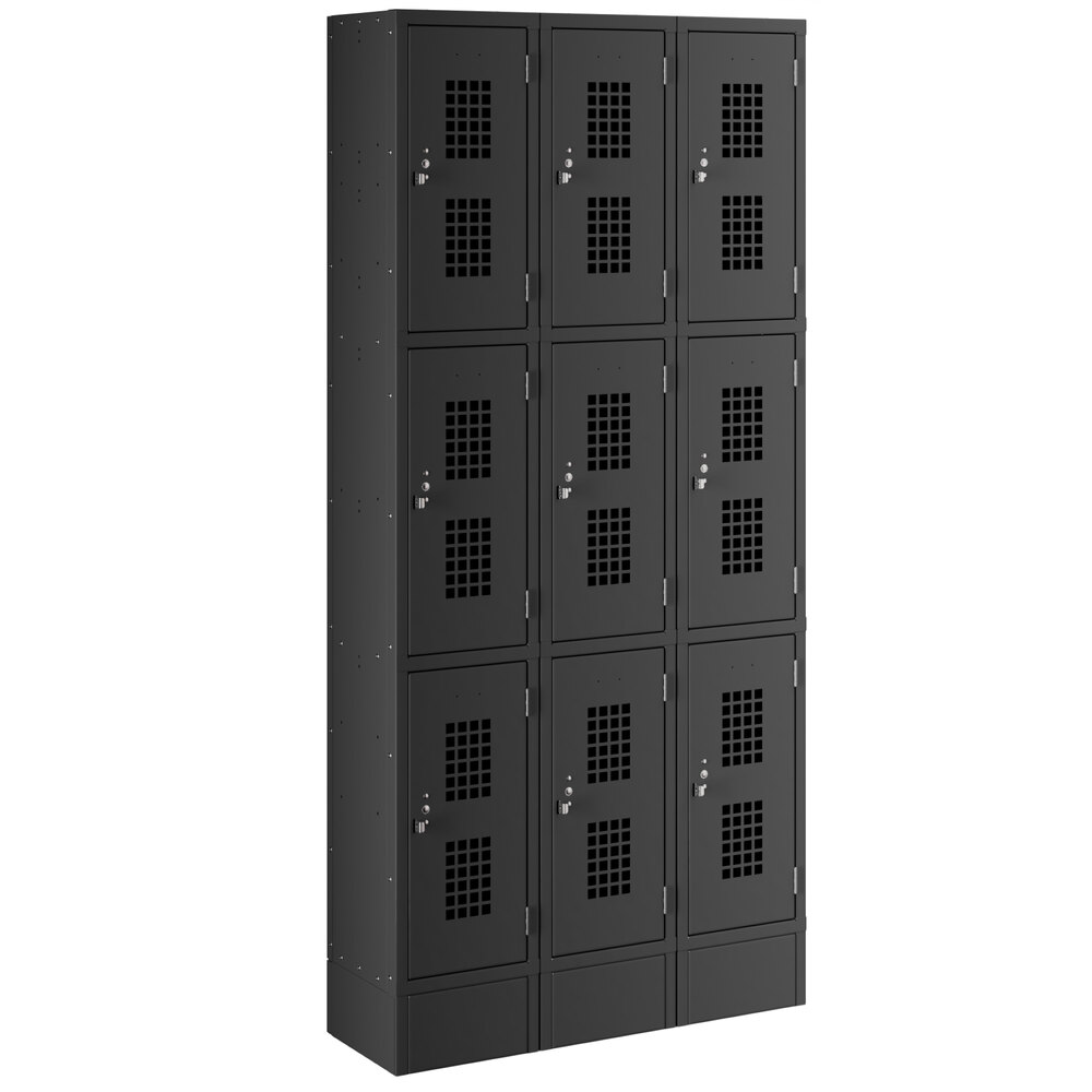Regency Space Solutions Black 36 inch x 12 inch x 78 inch 3 Wide, 3 Tier Locker - Unassembled