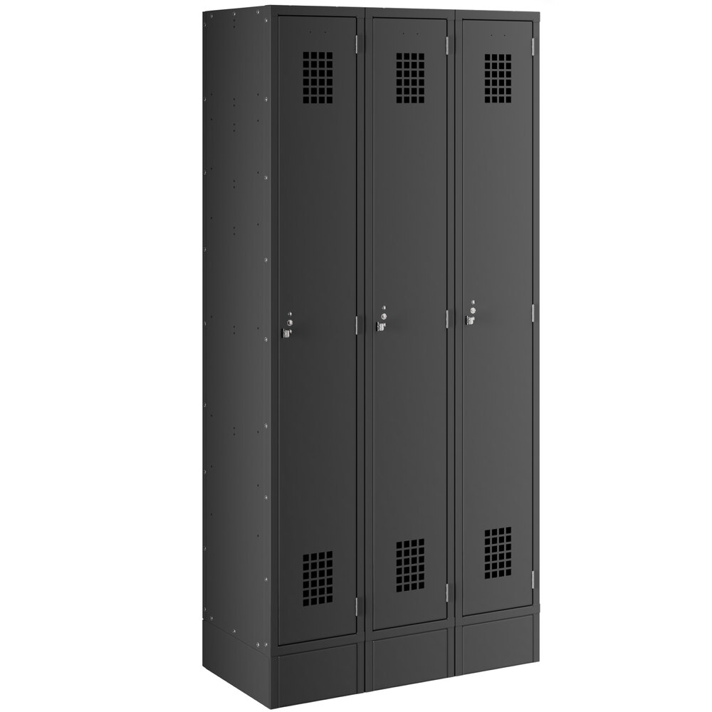 Regency Space Solutions Black 36 inch x 18 inch x 78 inch 3 Wide, 1 Tier Locker - Assembled
