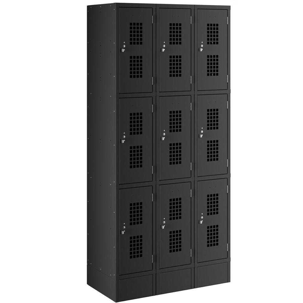 Regency Space Solutions Black 36 inch x 18 inch x 78 inch 3 Wide, 3 Tier Locker - Unassembled