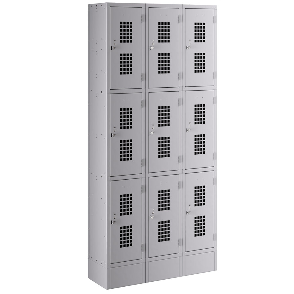 Regency Space Solutions Gray 36 inch x 12 inch x 78 inch 3 Wide, 3 Tier Locker - Assembled