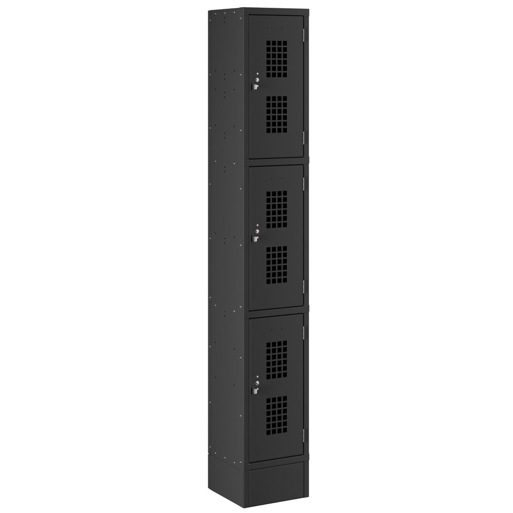 Regency Space Solutions Black 12 inch x 12 inch x 78 inch Single, 3 Tier Locker - Assembled