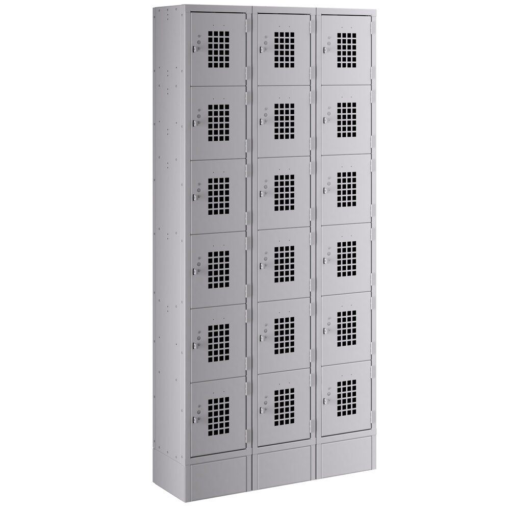 Regency Space Solutions Gray 36 inch x 12 inch x 78 inch 3 Wide, 6 Tier Locker- Assembled