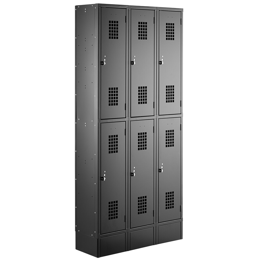 Regency Space Solutions Black 36 inch x 12 inch x 78 inch 3 Wide, 2 Tier Locker - Assembled