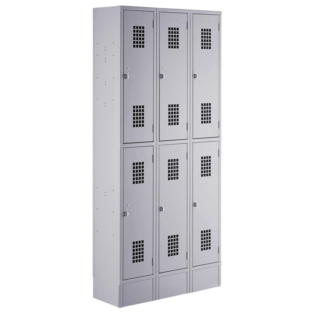Regency Space Solutions Gray 36 inch x 12 inch x 78 inch 3 Wide, 2 Tier Locker - Assembled