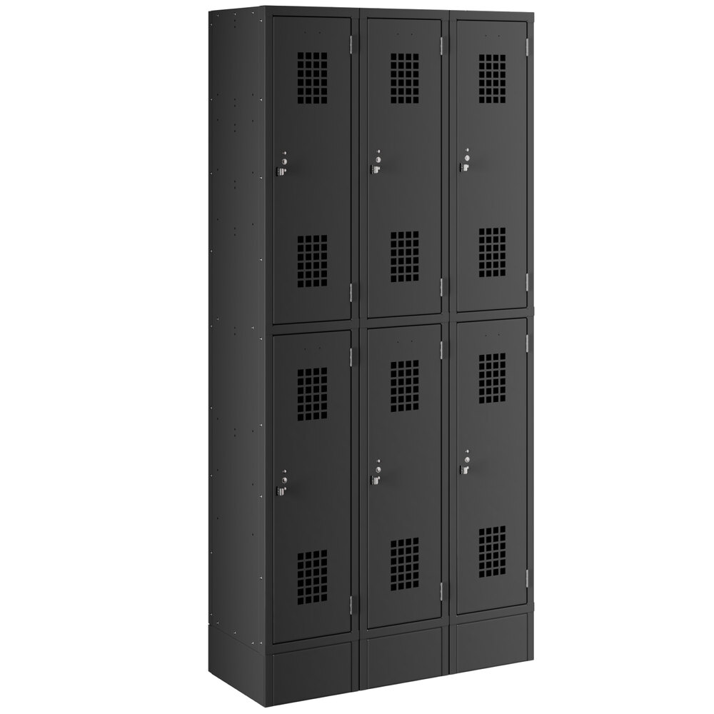 Regency Space Solutions Black 36 inch x 15 inch x 78 inch 3 Wide, 2 Tier Locker - Assembled