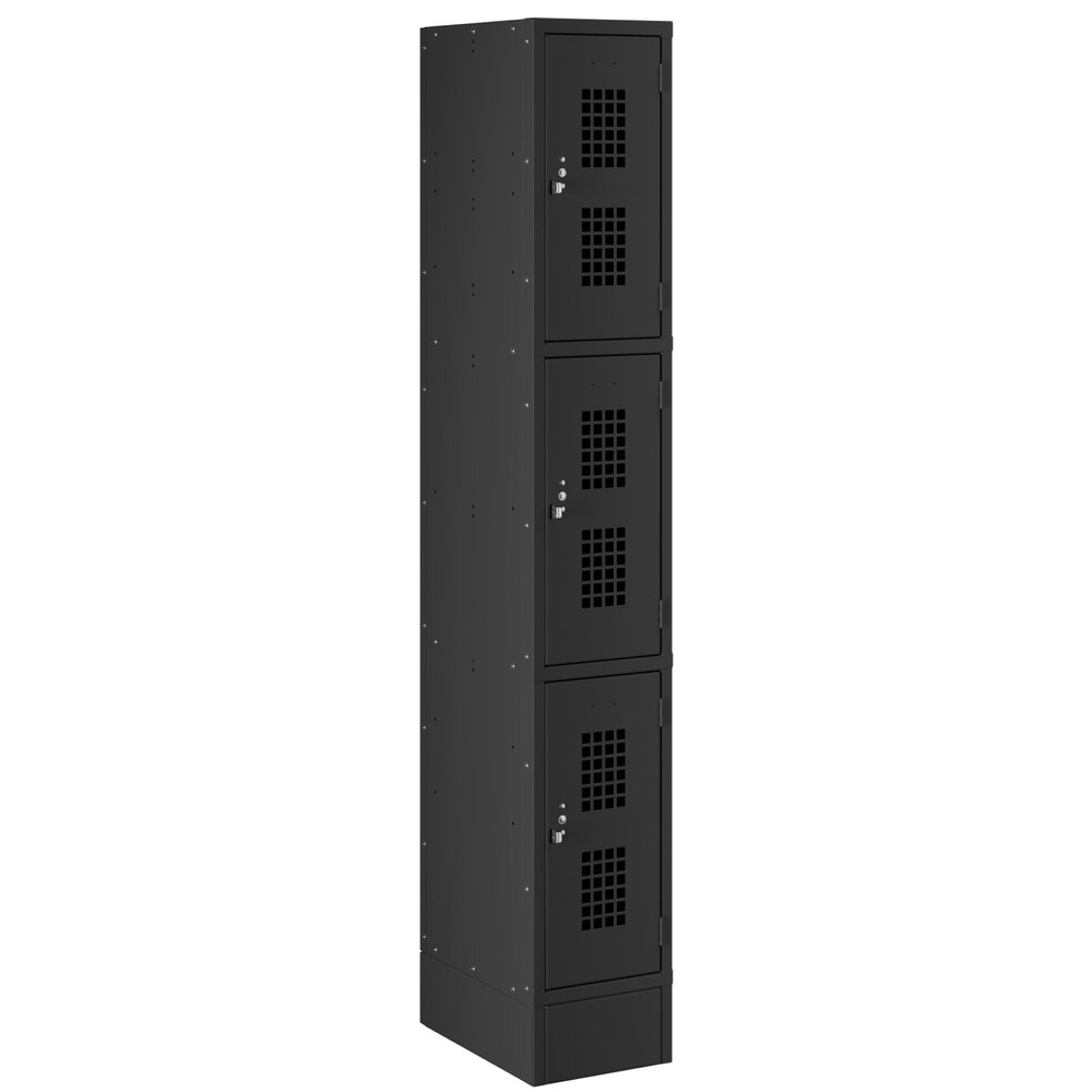 Regency Space Solutions Black 12 inch x 18 inch x 78 inch Single, 3 Tier Locker - Unassembled