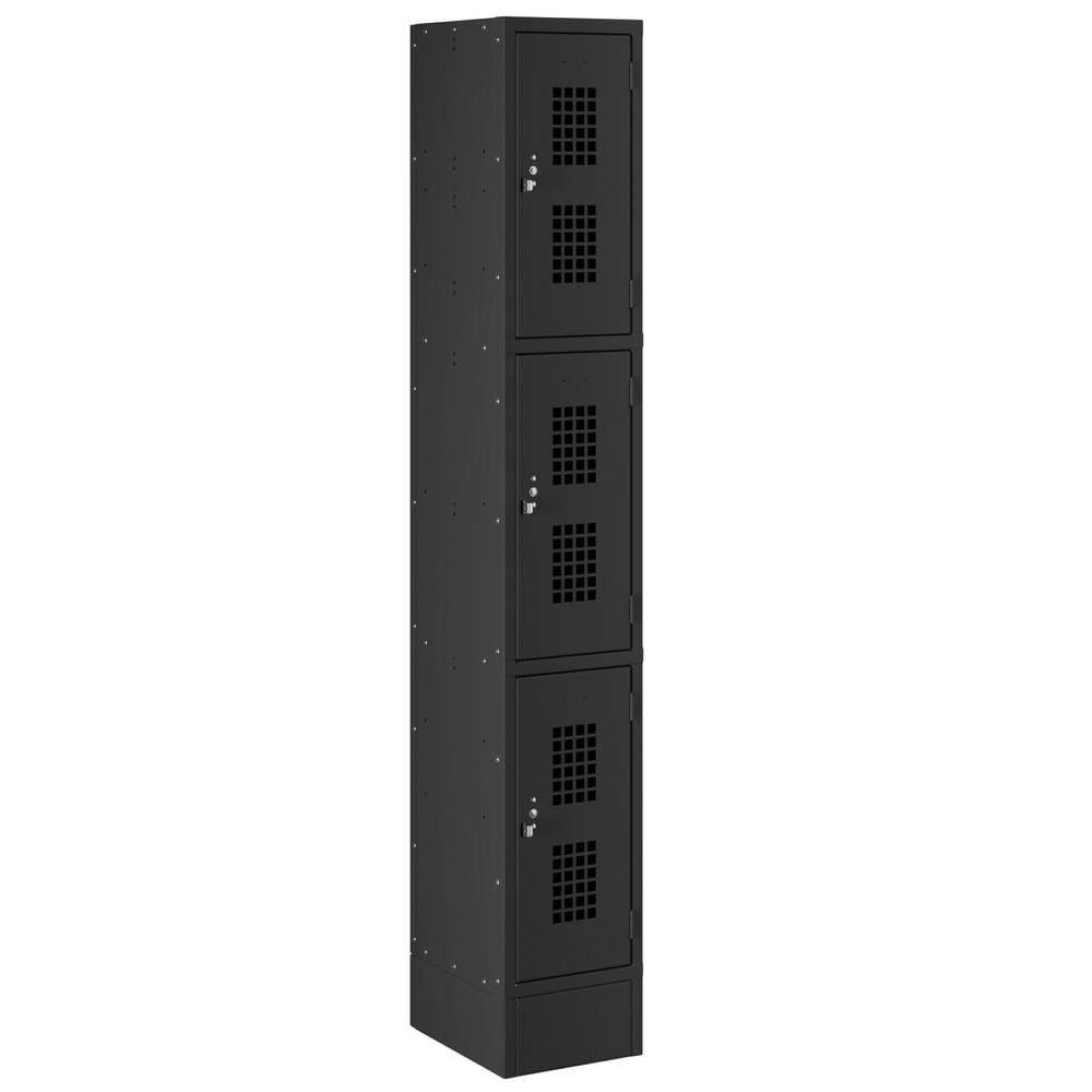 Regency Space Solutions Black 12 inch x 15 inch x 78 inch Single, 3 Tier Locker - Assembled