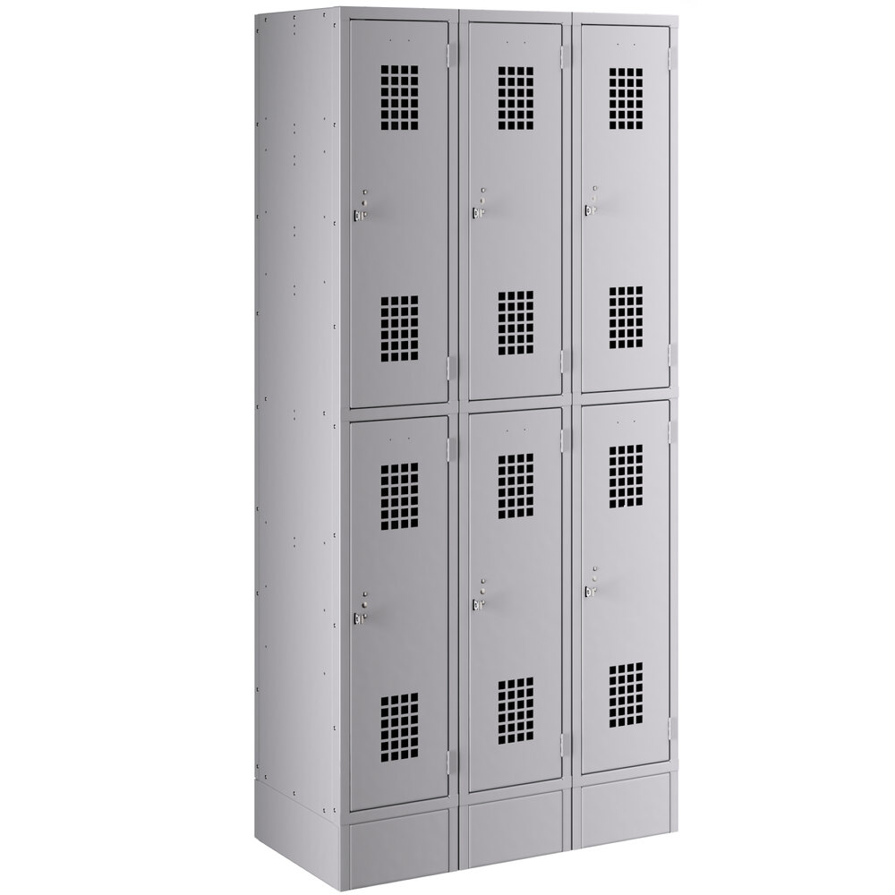 Regency Space Solutions Gray 36 inch x 18 inch x 78 inch 3 Wide, 2 Tier Locker - Assembled