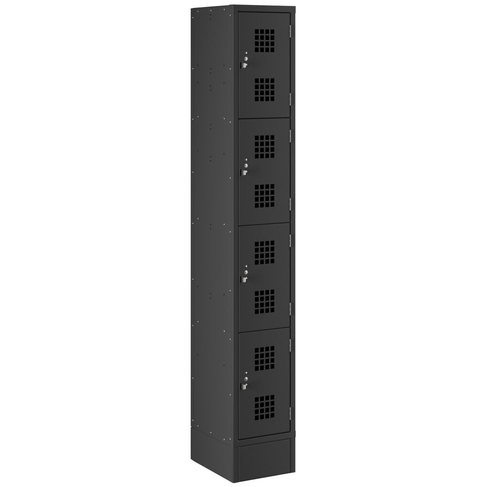 Regency Space Solutions Black 12 inch x 15 inch x 78 inch Single, 4 Tier Locker - Assembled