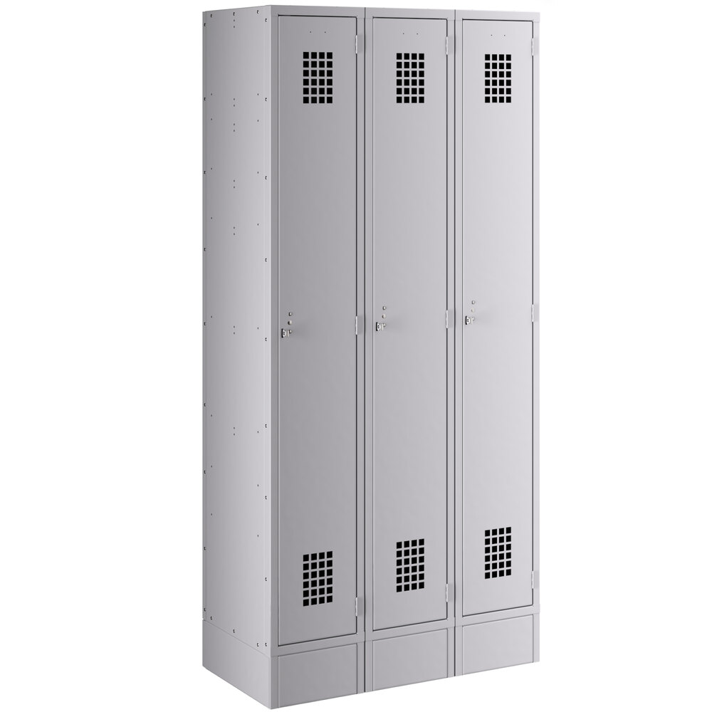 Regency Space Solutions Gray 36 inch x 18 inch x 78 inch 3 Wide, 1 Tier Locker - Assembled