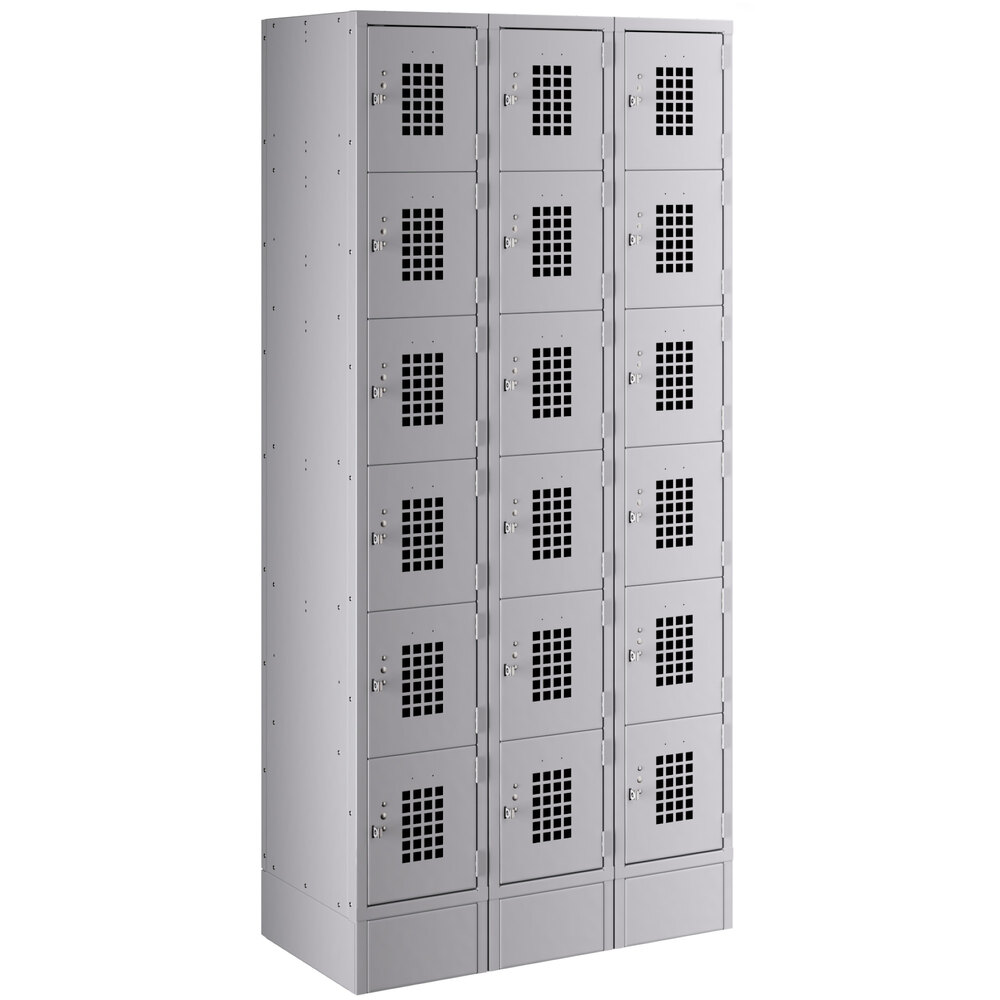 Regency Space Solutions Gray 36 inch x 18 inch x 78 inch 3 Wide, 6 Tier Locker - Assembled