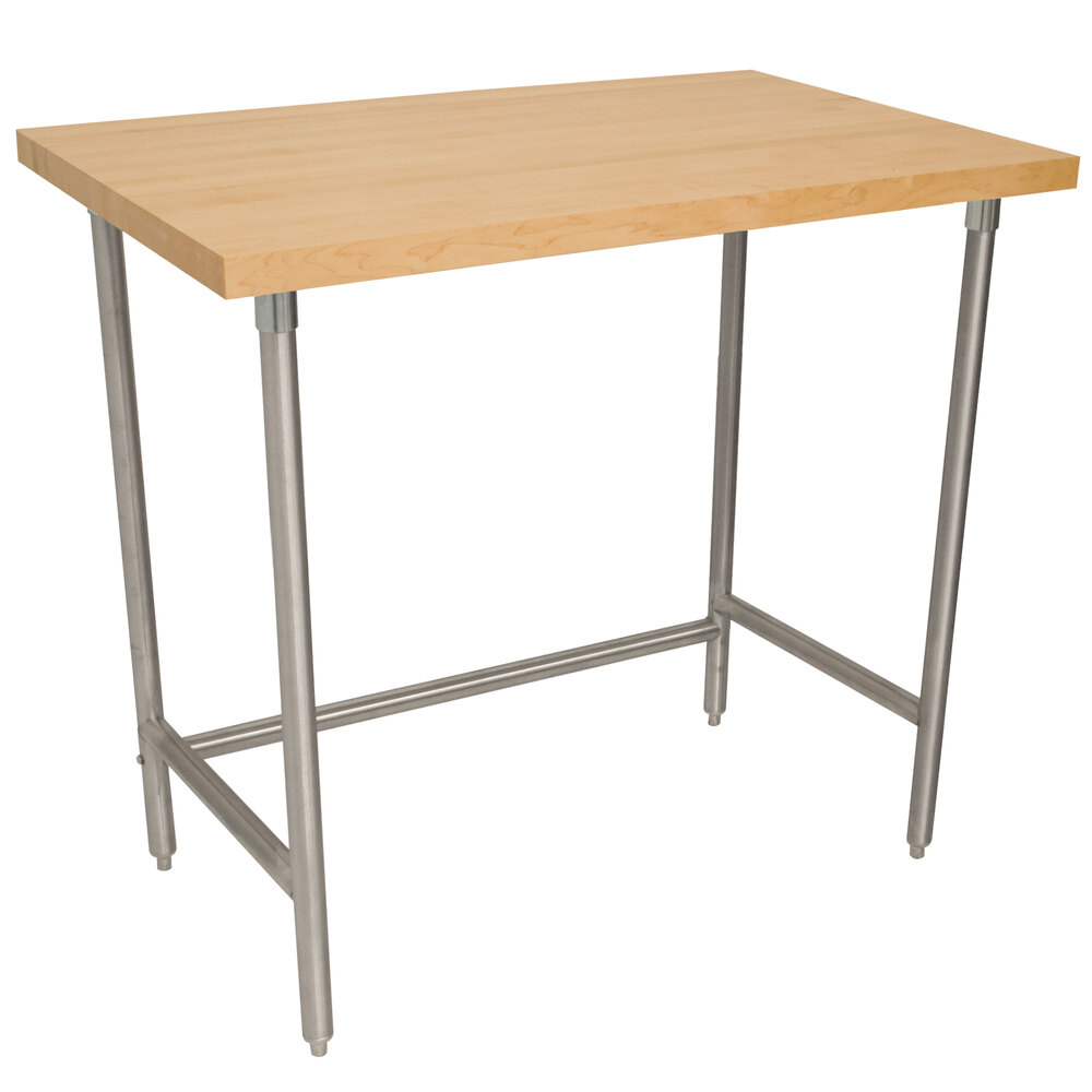 Advance Tabco TH2S-365 Wood Top Work Table with Stainless Steel Base ...