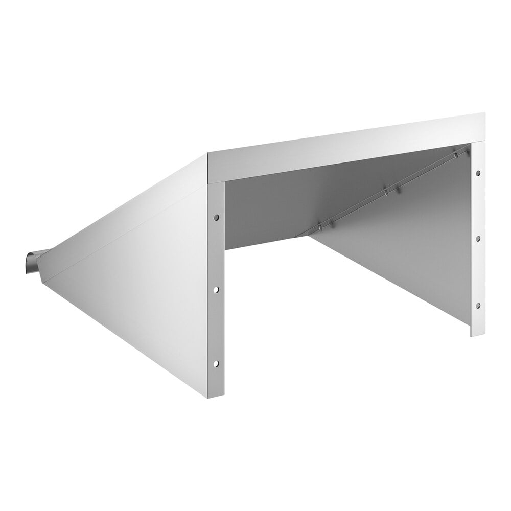 A stainless steel wall-mounted slanted rack shelf.
