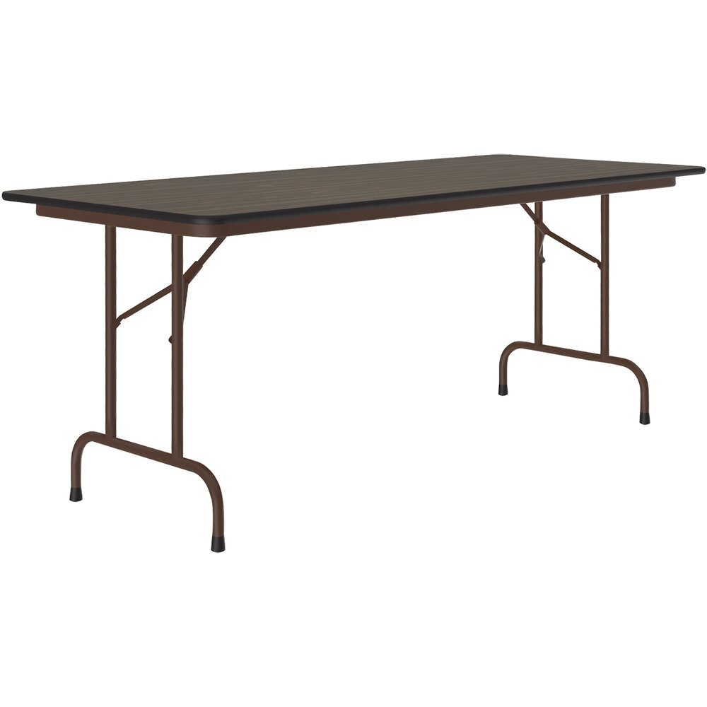 Correll 30" x 72" Walnut ThermalFused Laminate Top Folding Table with